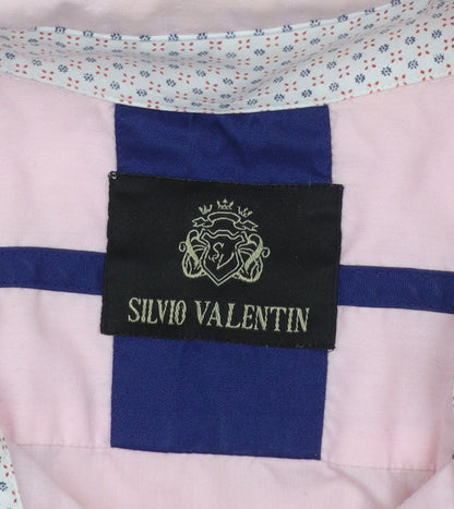 Silvio Valentin Men's Pink Slim Fit Long Sleeve Cotton Button-Up Shirt Size L