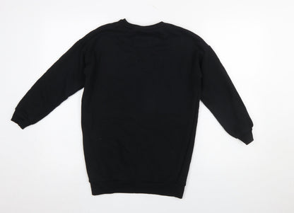 Wednesday Girls Black Rhinestone Nevermore Sweatshirt 10-11 Years