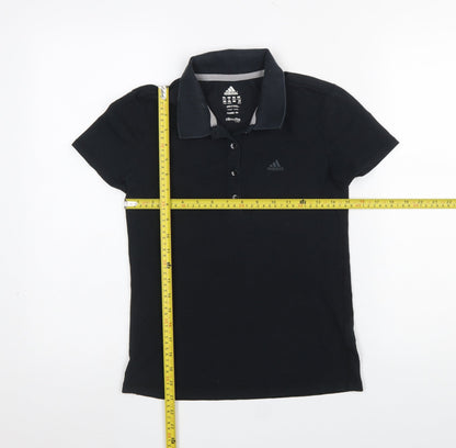 Womens UK Size XS adidas Black Basic Polo