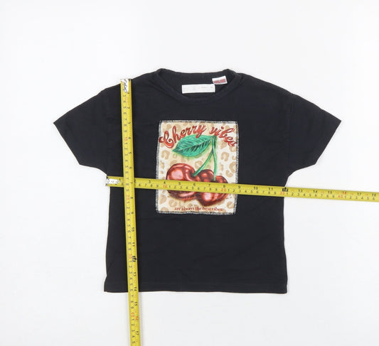 Girls UK Size 3 Years Zara Black Basic T-Shirt