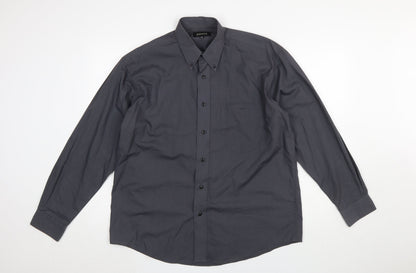 Dönitz Men’s Grey 15.5in Button-Down Long Sleeve Casual Shirt