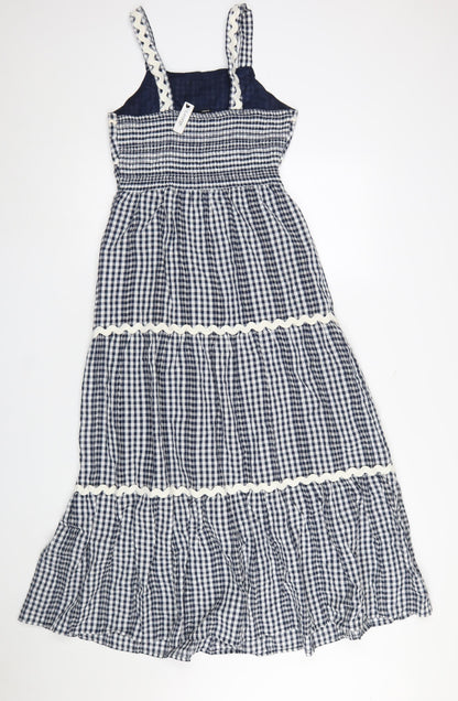 George Women Blue Check Maxi Dress Size 10 Cotton Sleeveless Summer