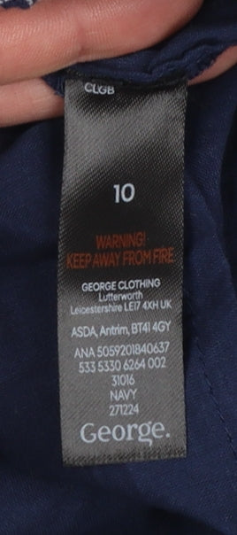 George Women Blue Check Maxi Dress Size 10 Cotton Sleeveless Summer