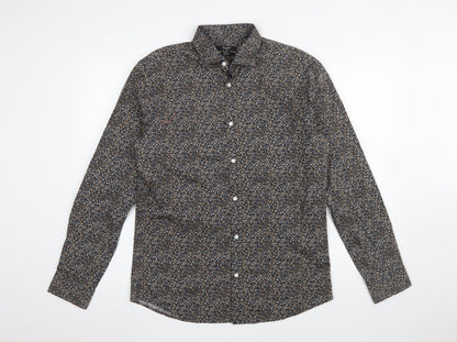 Jack & Jones Men's Blue Floral Slim Fit Long Sleeve Button-Up Shirt Size L