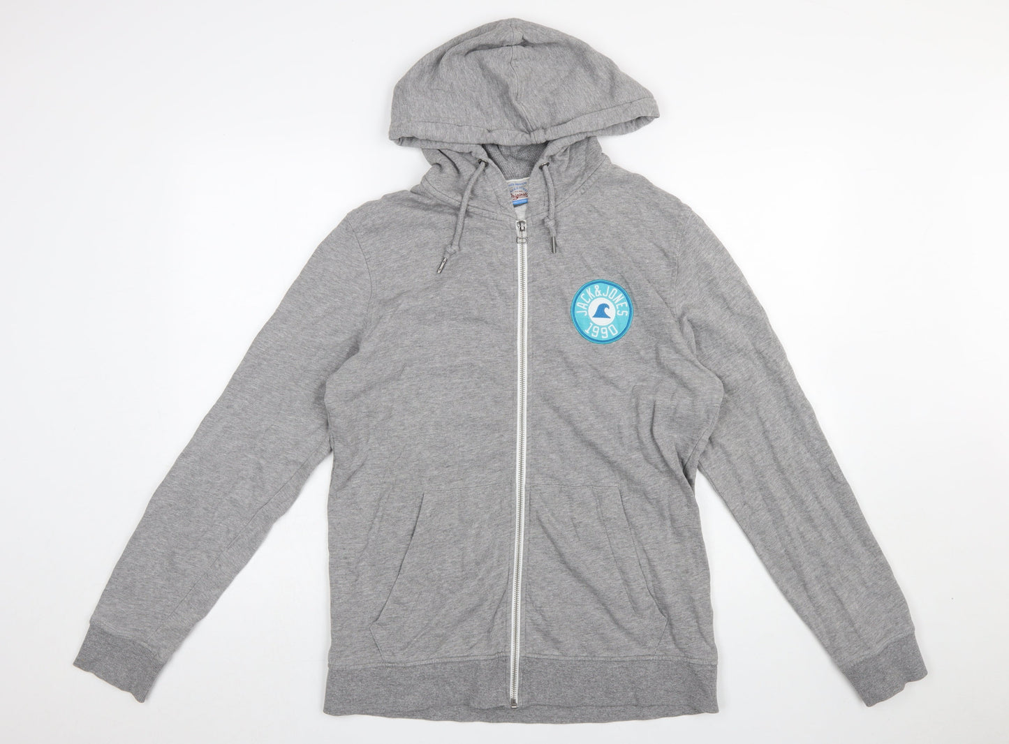 Mens UK Size M JACK & JONES Grey Full Zip Hoodie