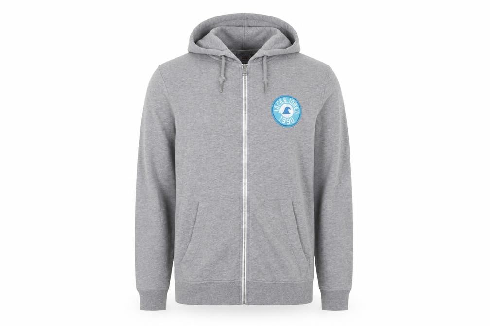 Mens UK Size M JACK & JONES Grey Full Zip Hoodie