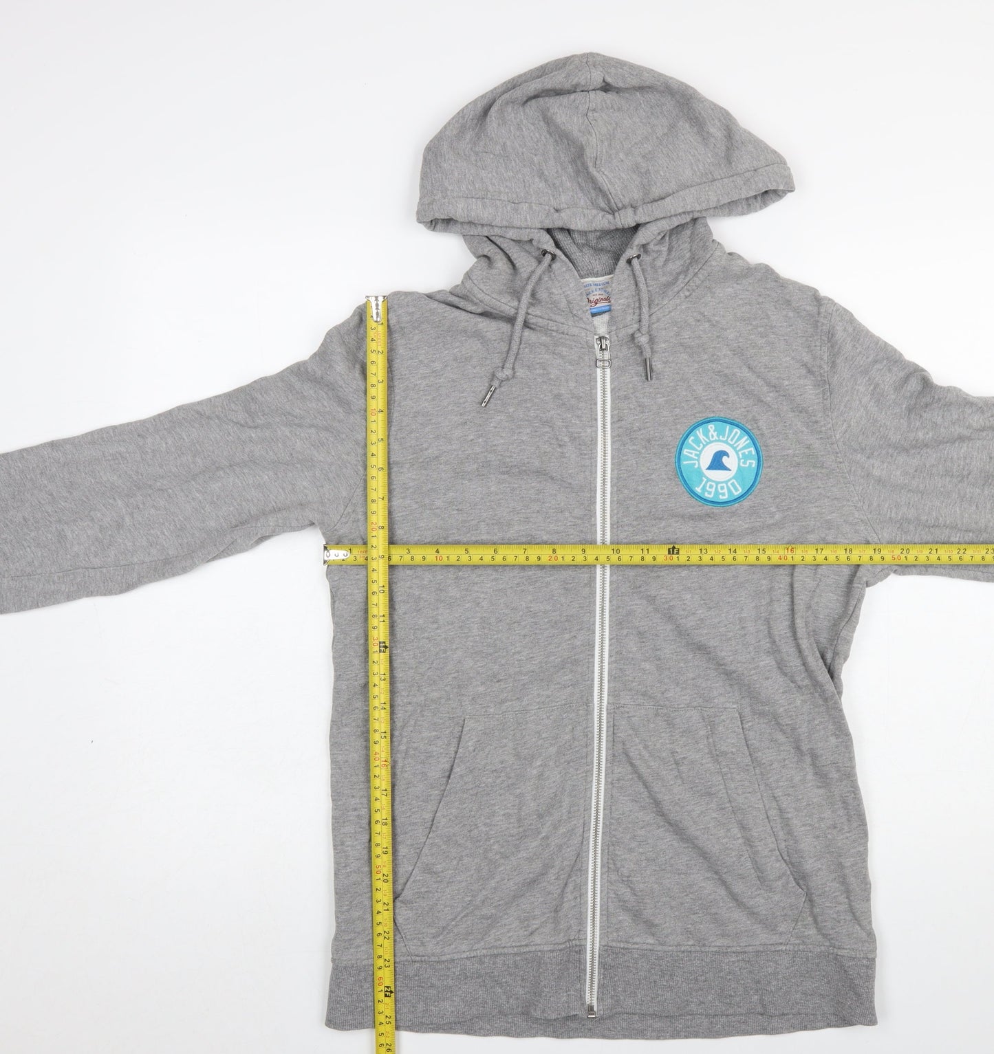 Mens UK Size M JACK & JONES Grey Full Zip Hoodie