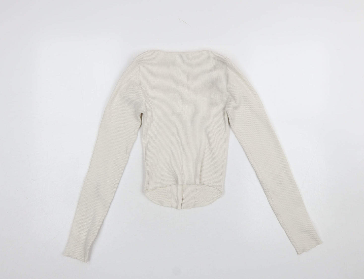 Womens UK Size S Stradivarius Ivory Cropped Blouse