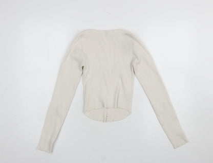 Womens UK Size S Stradivarius Ivory Cropped Blouse