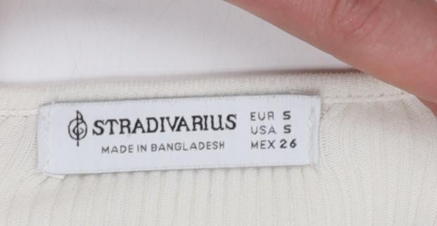 Womens UK Size S Stradivarius Ivory Cropped Blouse
