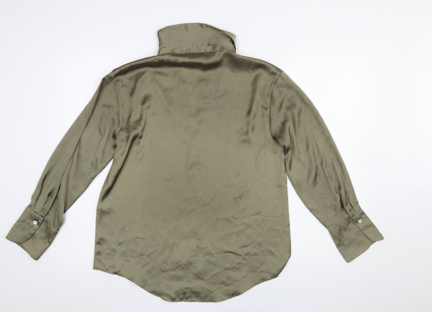 Womens UK Size S Zara Green Basic Button-Up