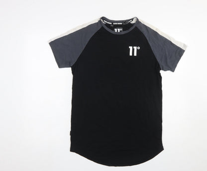 Mens UK Size S 11 degrees Black  T-Shirt