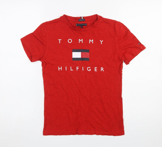 Boys UK Size 152 Tommy Hilfiger Red Basic T-Shirt