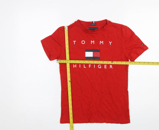Boys UK Size 152 Tommy Hilfiger Red Basic T-Shirt