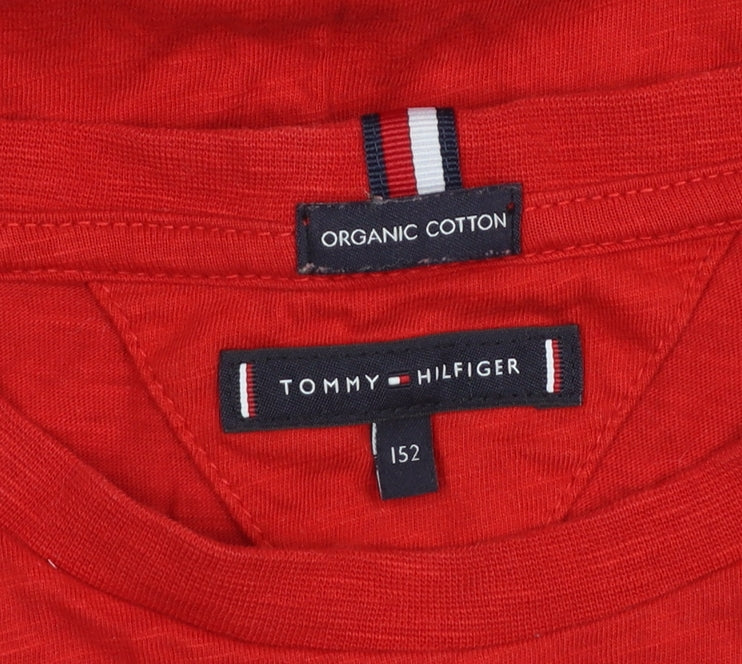 Boys UK Size 152 Tommy Hilfiger Red Basic T-Shirt