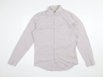 Hollister Men's Grey Slim Fit Long Sleeve Button-Down Shirt M