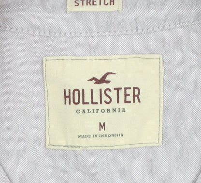 Hollister Men's Grey Slim Fit Long Sleeve Button-Down Shirt M