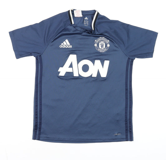Teens UK Size L adidas Blue Football Gym & Training Running & Jogging T-Shirt