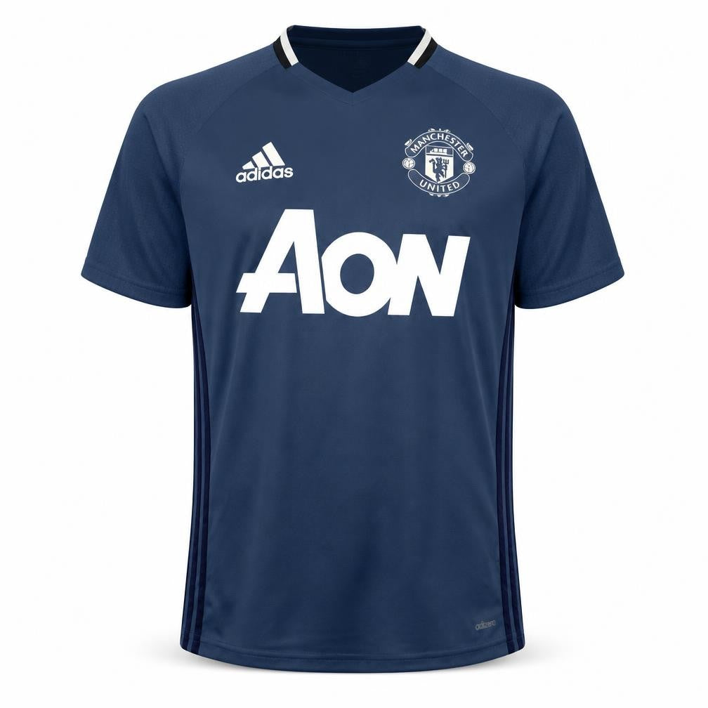 Front view of Adidas Manchester United Blue Teen L ClimaCool Training T-Shirt