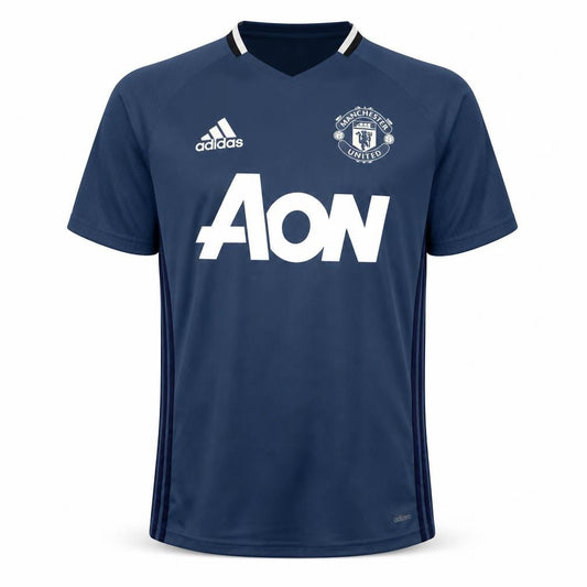 Front view of Adidas Manchester United Blue Teen L ClimaCool Training T-Shirt