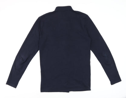 boohooMAN Men’s Blue Slim Fit Band Collar Long Sleeve Cotton Shirt M