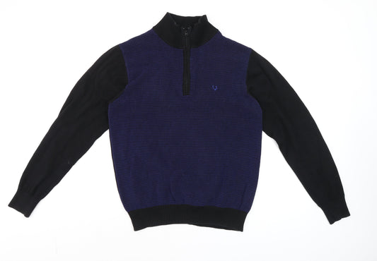 Mens UK Size M Allen Solly Blue 1/2 Zip Jumper