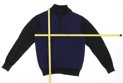 Mens UK Size M Allen Solly Blue 1/2 Zip Jumper