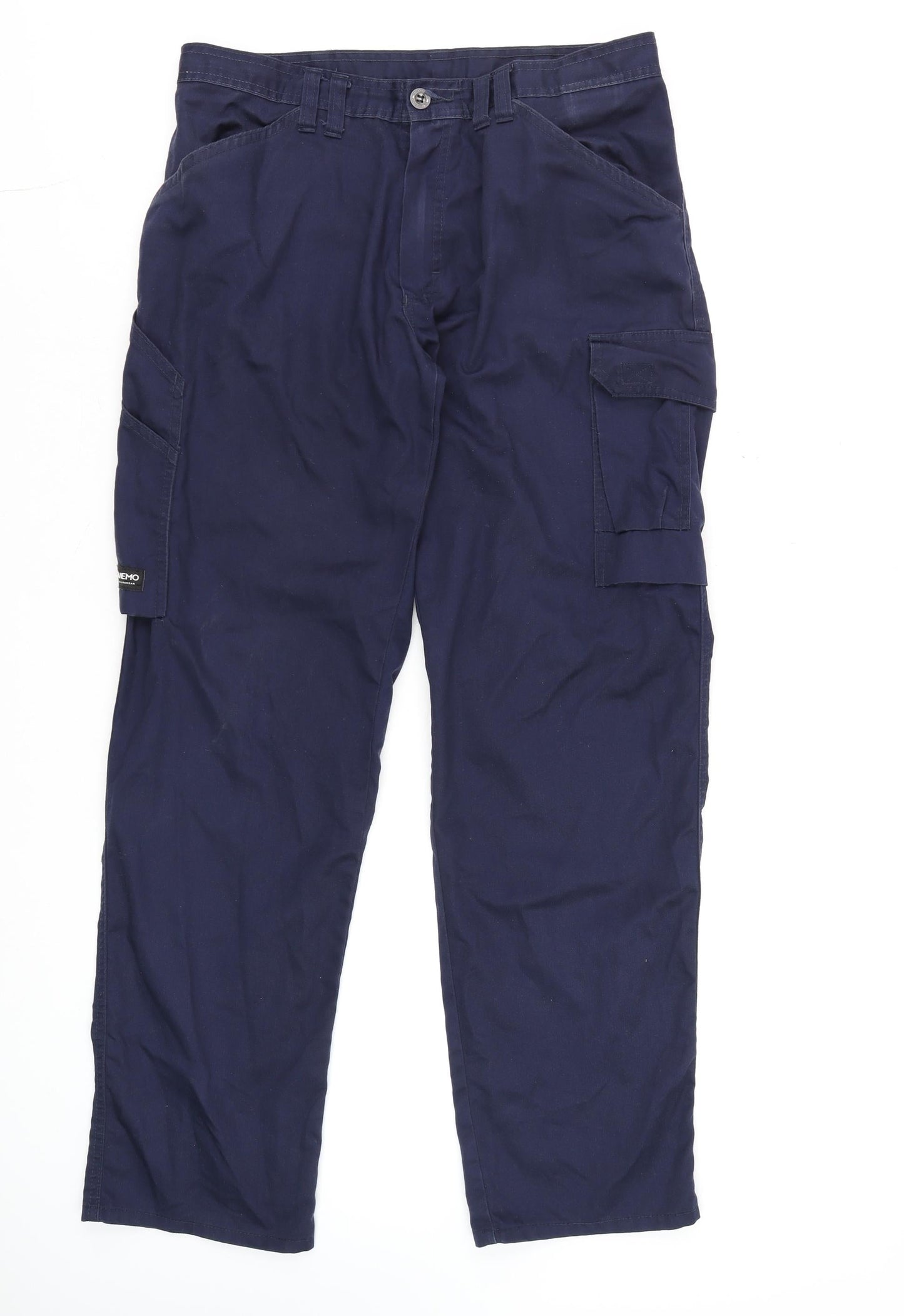 Mens UK Size L Tranemo Regular Fit Cargo Blue Trousers