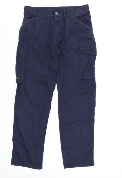 Mens UK Size L Tranemo Regular Fit Cargo Blue Trousers