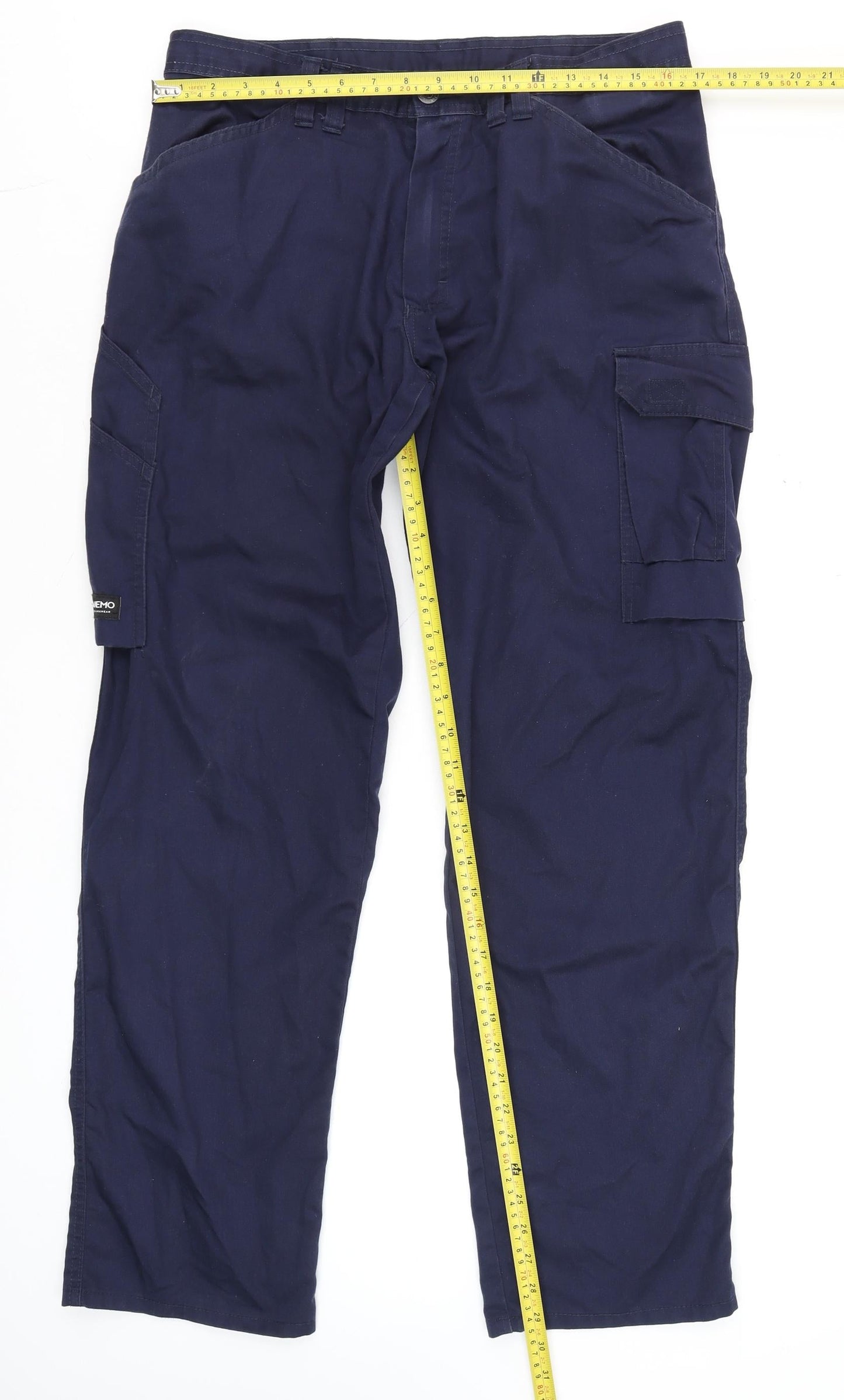 Mens UK Size L Tranemo Regular Fit Cargo Blue Trousers