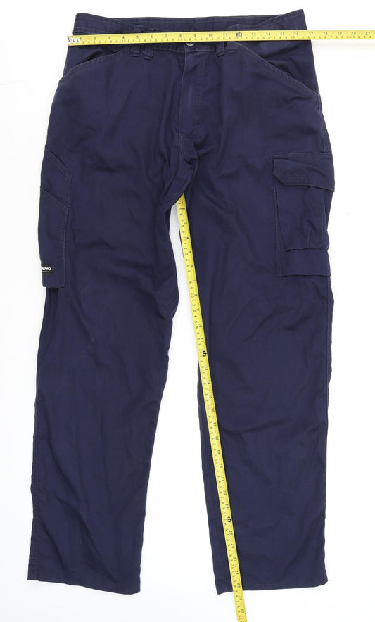 Mens UK Size L Tranemo Regular Fit Cargo Blue Trousers