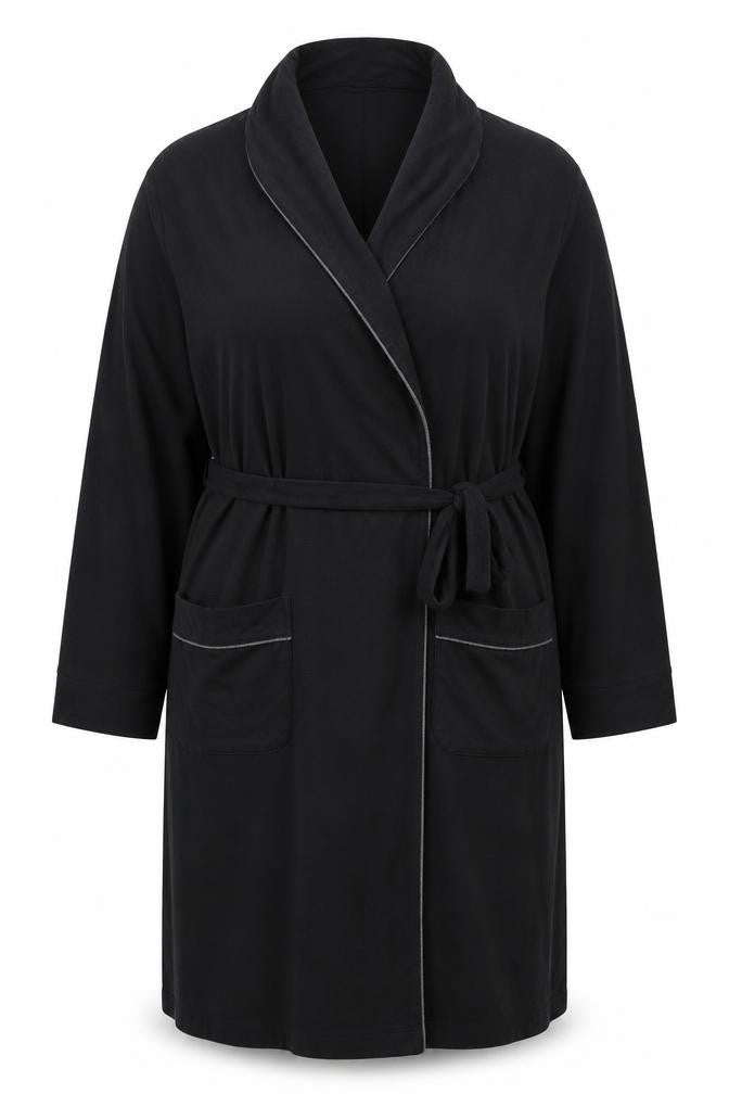 Front view of Marks & Spencer Black unisex 2xl wrap cardigan lightweight cotton blend