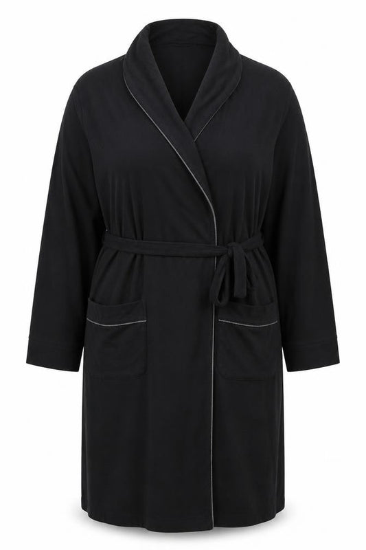 Front view of Marks & Spencer Black unisex 2xl wrap cardigan lightweight cotton blend
