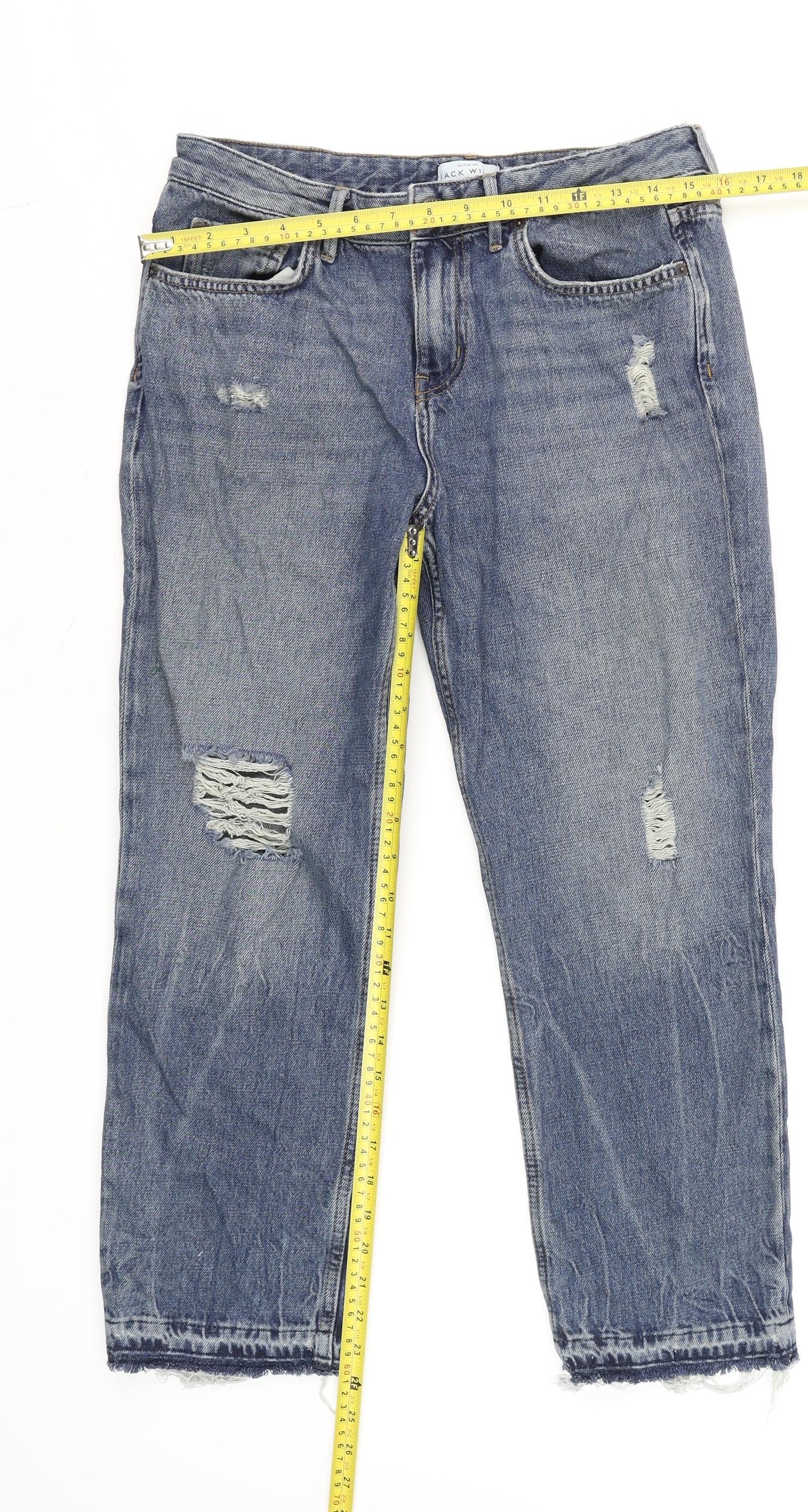 Womens UK Size 10 Jack Wills Relaxed Fit Girlfriend Blue Jeans
