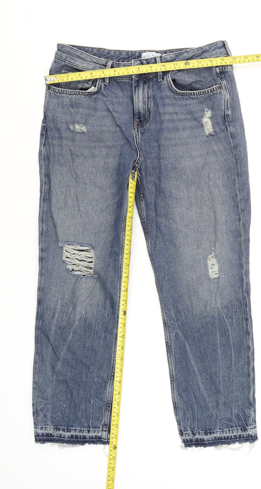 Womens UK Size 10 Jack Wills Relaxed Fit Girlfriend Blue Jeans