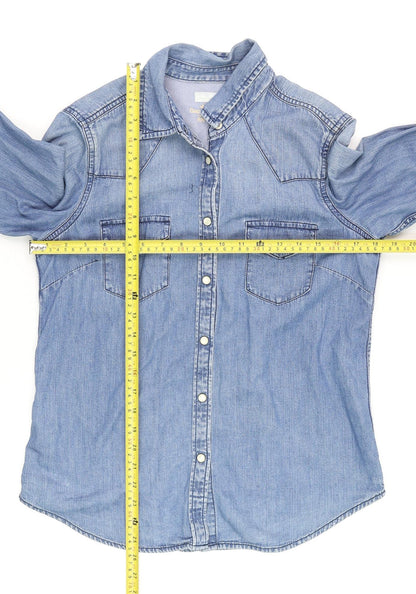 GAP 1969 Men's Blue Denim Long Sleeve Western Button-Up Shirt Size S