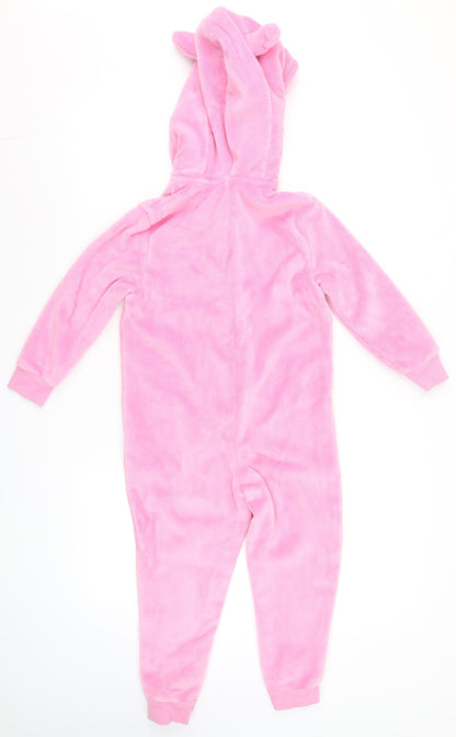 Marks and Spencer Girls Pink Percy Pig Fleece Hooded Onesie 5-6 Years