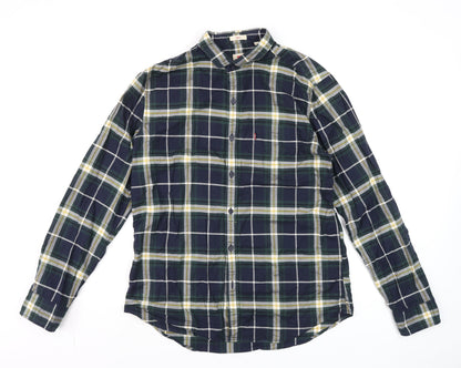 Levi's Men's Blue Slim Fit Checked Long Sleeve Button-Up Shirt Size L