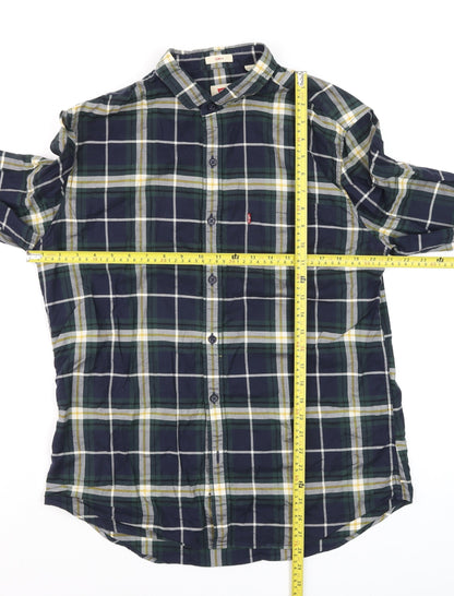 Levi's Men's Blue Slim Fit Checked Long Sleeve Button-Up Shirt Size L