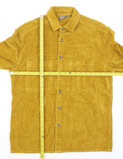 ASOS Men’s Mustard Corduroy Button-Up Shirt 2XS Long Sleeve Cotton