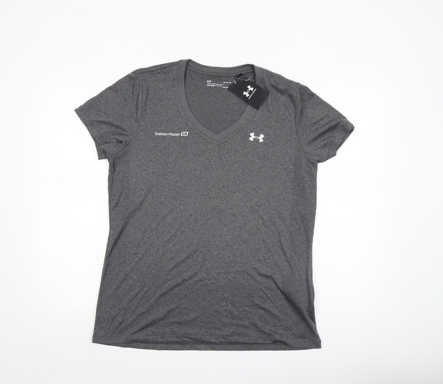 Under Armour Womens Grey V-Neck HeatGear T-Shirt Size L