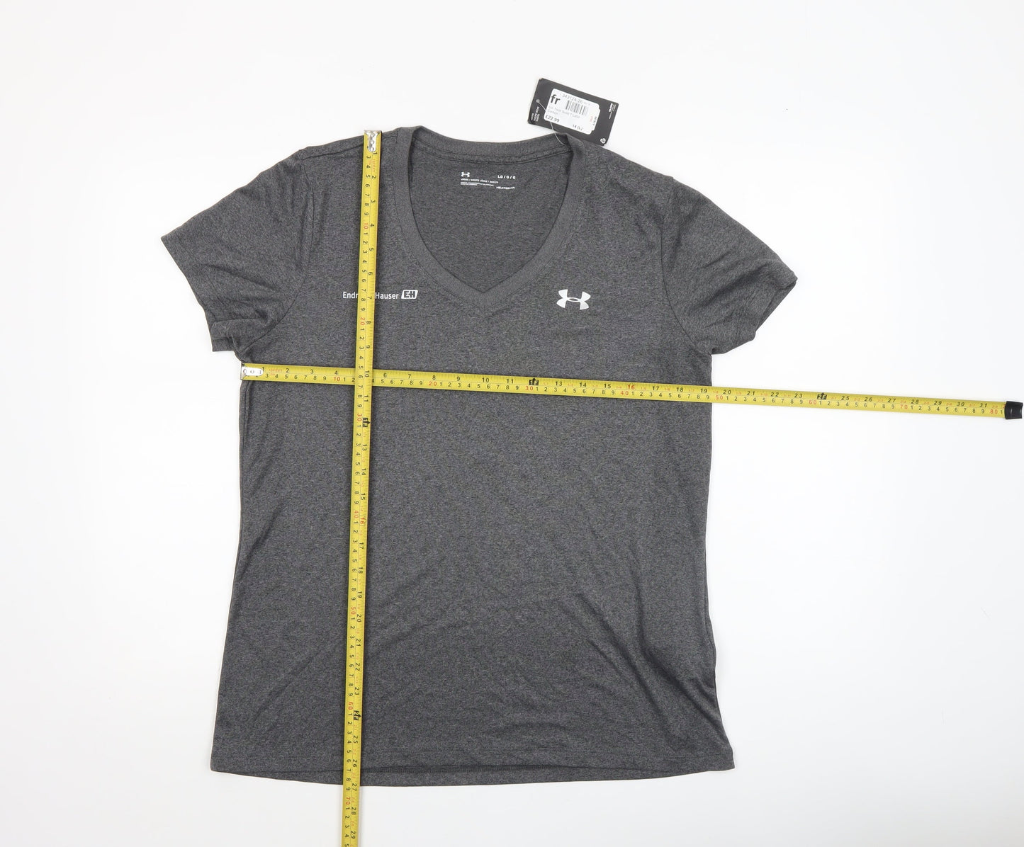 Under Armour Womens Grey V-Neck HeatGear T-Shirt Size L