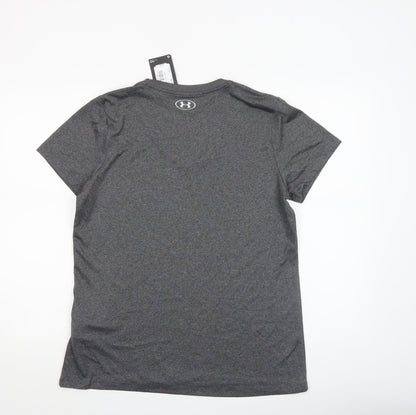 Under Armour Womens Grey V-Neck HeatGear T-Shirt Size L