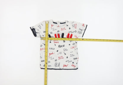 LuluCastagnette Unisex Baby White Rock Print Cotton T-Shirt 24 Months