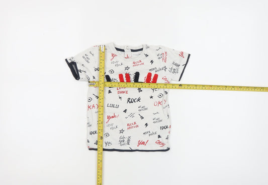 LuluCastagnette Unisex Baby White Rock Print Cotton T-Shirt 24 Months