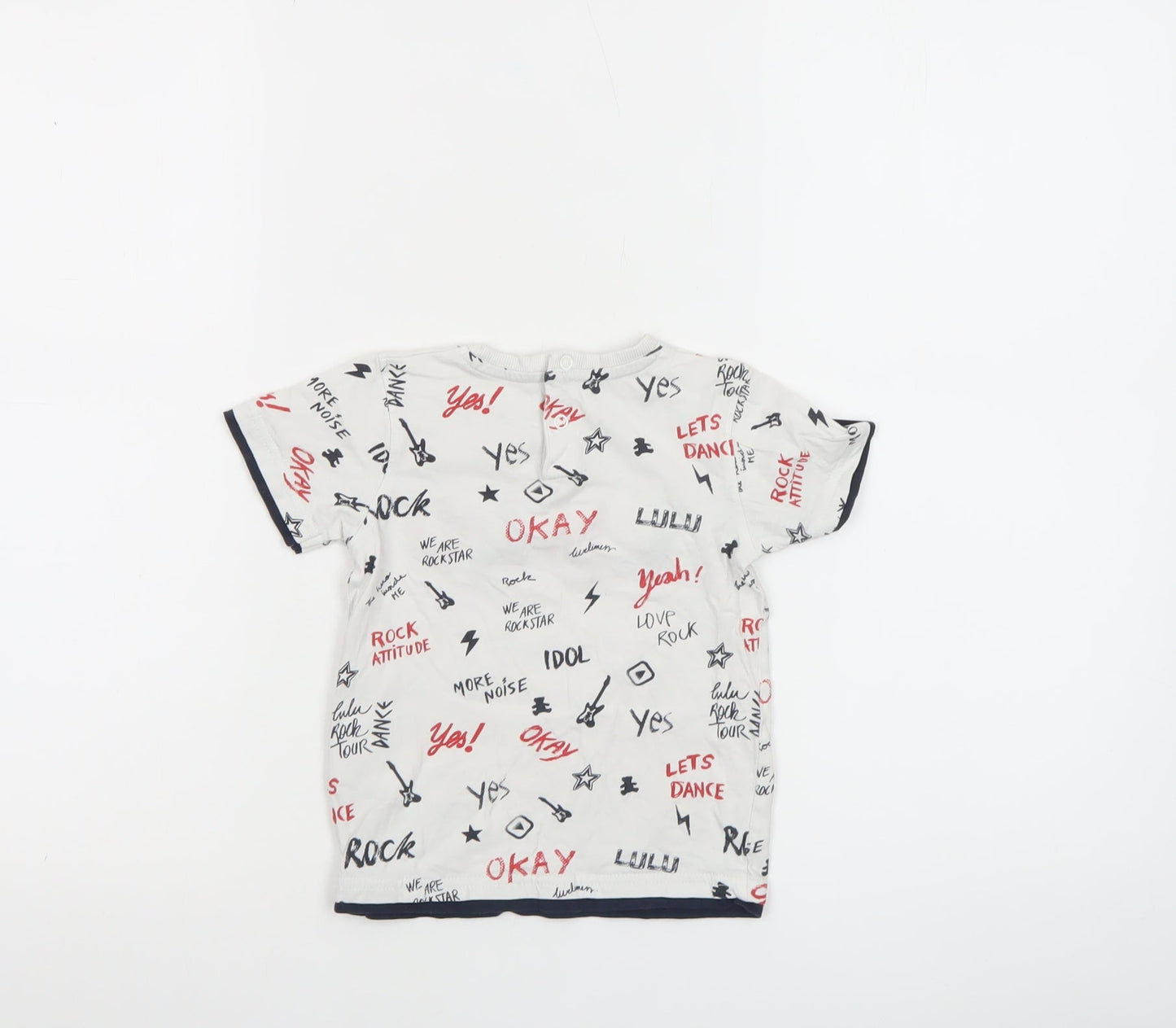 LuluCastagnette Unisex Baby White Rock Print Cotton T-Shirt 24 Months