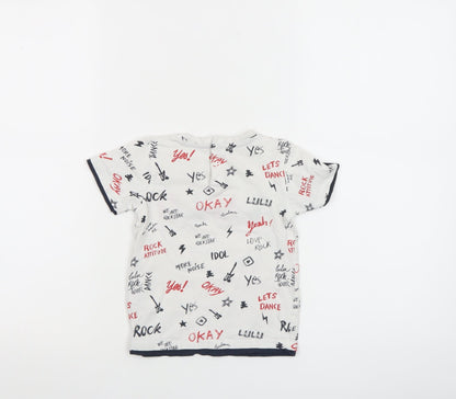 LuluCastagnette Unisex Baby White Rock Print Cotton T-Shirt 24 Months