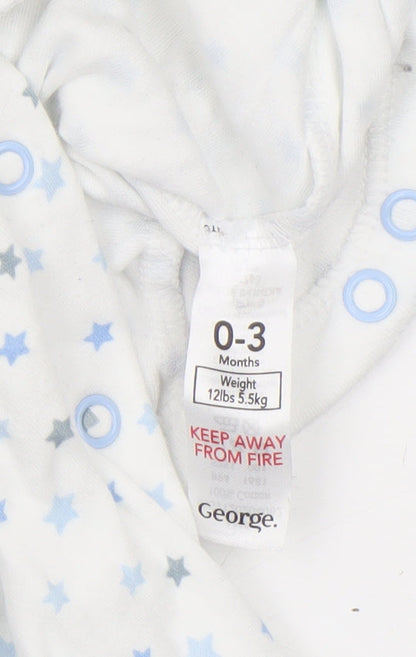 George Unisex Baby White Star Print Babygrow 0-3 Months Long Sleeve