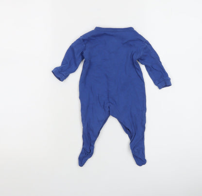 Dunnes Blue Animal Car Embroidered Babygrow 0-3 Months Unisex Cotton