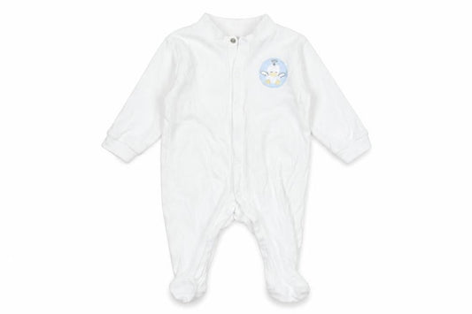 Bee Bo Unisex Baby White 0-3 Months Cotton Babygrow with Embroidered Animal Design